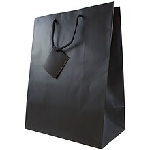 JAM Paper Matte Gift Bag with Rope Handles, Large, Black, 3 Bags/Pack (673MABLA)