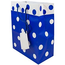 JAM Paper Matte Gift Bag with Rope Handles, Medium, Blue & White, 24 Bags/Pack (4731728B)
