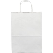 JAM PAPER Solid Gift Bags, Medium, 8 1/4 x 10 x 5, White Kraft, Bulk 100 Bags/Pack (672KRWHB)