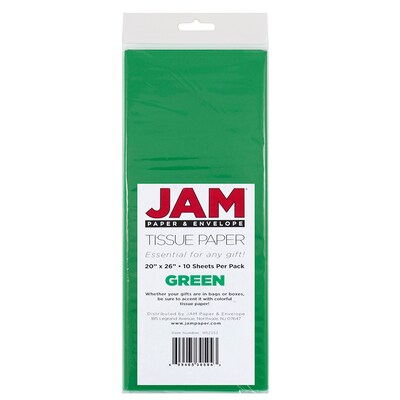 JAM Paper Tissue Paper, Green, 20 Sheets/Pack (1152352A)