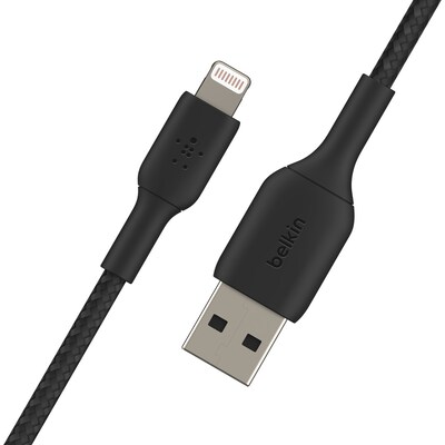 Belkin BOOST CHARGE Braided Lightning to USB-A Cable, 3.3 ft., Black