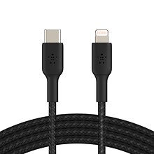 Belkin BOOST CHARGE Braided USB-C to Lightning Cable, 6.6 ft., Black