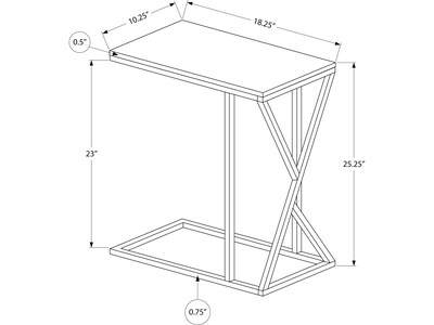 Monarch Specialties Inc.18.25" x 10.25" Accent Table, Gray/Black (I 3248)