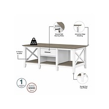 Bush Furniture Key West 47.2 x 23.94 Coffee Table, Shiplap Gray/Pure White (KWT148G2W-03)