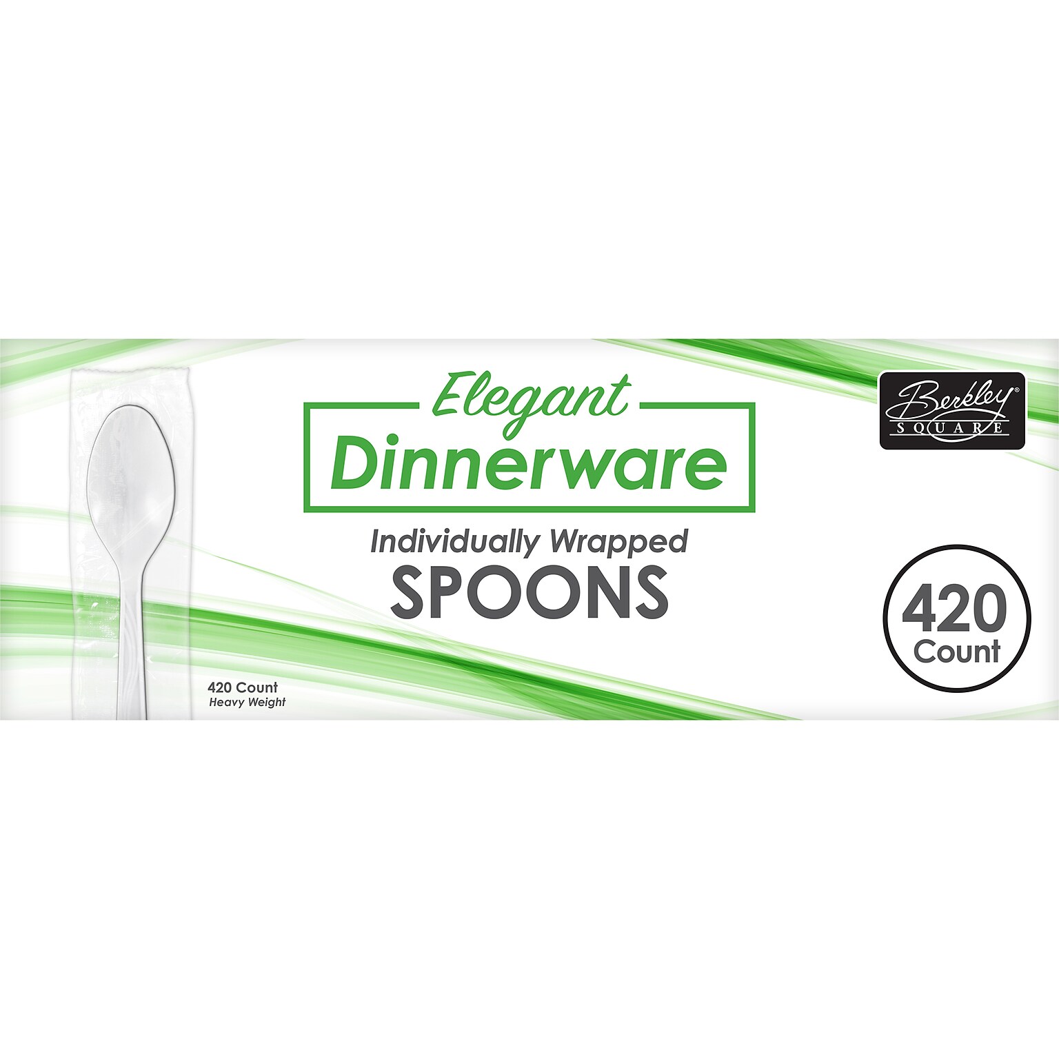 Berkley Square Elegant Dinnerware Polystyrene Spoon, Heavy-Weight, White, 420/Box (1073510)