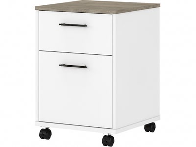 Bush Furniture Key West 2-Drawer Mobile Lateral File Cabinet, Letter/Legal Size, Shiplap Gray/Pure W