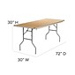 Flash Furniture Fielder Folding Table, 72" x 30", Birchwood (XA3072BIRCHM)