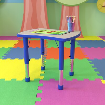 Flash Furniture Wren Rectangular Activity Table, 21.875 x 26.625, Height Adjustable, Blue/Gray (YU