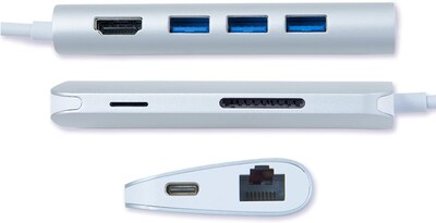 SMK Electronics SMK-Link 8-Port USB-C Hub, Silver (4653023)