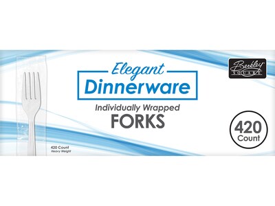 Berkley Square Elegant Dinnerware Plastic Fork, Heavy-Weight, White, 420/Box (1072510)