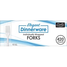 Berkley Square Elegant Dinnerware Plastic Fork, Heavy-Weight, White, 420/Box (1072510)