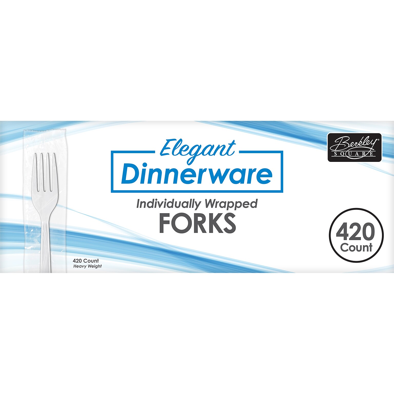 Berkley Square Elegant Dinnerware Plastic Fork, Heavy-Weight, White, 420/Box (1072510)