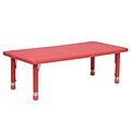 Flash Furniture 14 1/2 - 23 3/4 H x 24 W x 48 D Plastic Rectangular Activity Table, Red