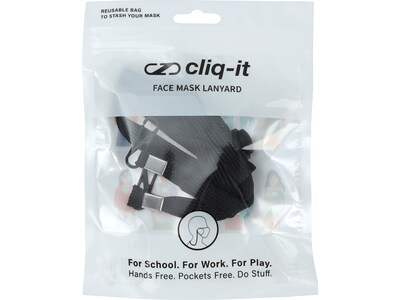 Cliq-It Face Mask Lanyard, Black, Each (CL61312BL)