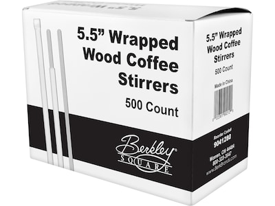 BERK Individually Wrapped Wooden Stirrer, 500/Box (9041280)