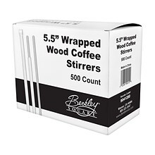 BERK Individually Wrapped Wooden Stirrer, 500/Box (9041280)