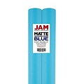 JAM PAPER Gift Wrap, Matte Wrapping Paper, 25 Sq Ft per Roll, Matte Bright Blue/Peacock Blue, 2/Pack