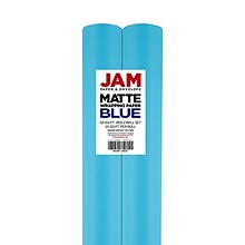 JAM PAPER Gift Wrap, Matte Wrapping Paper, 25 Sq Ft per Roll, Matte Bright Blue/Peacock Blue, 2/Pack