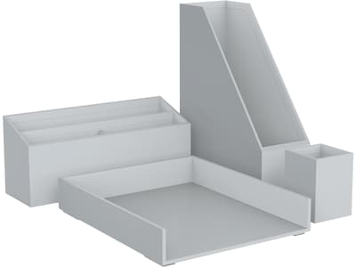U Brands Paperboard Desk Organization Set, Solid Gray (3632U00-02)