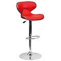 Flash Furniture Adjustable-Height Contemporary Cozy Mid-Back Vinyl Barstool; Red w/Chrome Base