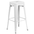 Flash Furniture 30H Backless White Metal Indoor/Outdoor Barstool with Square Seat (CH3132030WH)