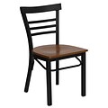 Flash Furniture Hercules Ladderback Metal Restaurant Chair, Blk w/Cherry Wood