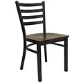 Flash Furniture Hercules Series Black Ladderback Metal Restaurant Chair, Mahogany Wood