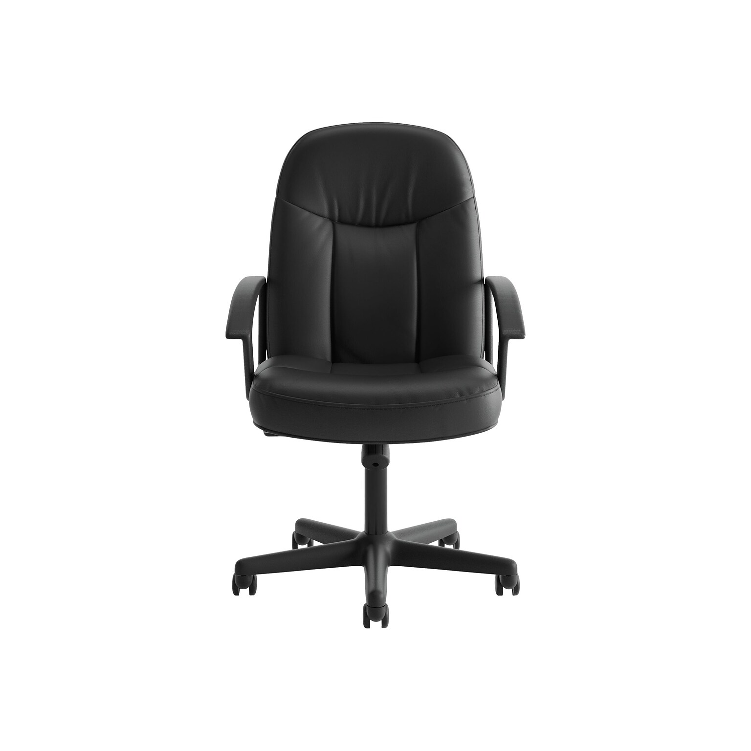 HON SofThread Leather High-Back Executive Chair, Center-Tilt, Fixed Arms, Black (BSXVL601SB11)