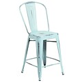 Flash Furniture 24 Counter Height Stool w/Back High Distress Dream Blue Metal Indoor (ET353424DB)