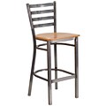 Flash Furniture HERCULES Ladder Back Metal Restaurant Barstool; Natural Wood Seat (XUDG697CBARNTW)