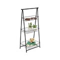 Honey-Can-Do 3-Tier Metal Stand Alone Folding A-Frame Entryway Shelf, 17, Black (SHF-08580)