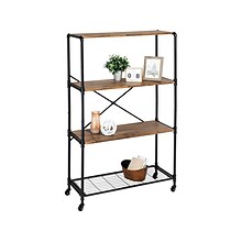 Honey-Can-Do 4-Shelf 63H Steel Mobile Bookcase, Black (SHF-08838)