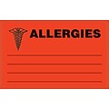 Allergy Warning Medical Labels, Allergies, Fluorescent Red, 2-1/2x4, 100 Labels (37067)