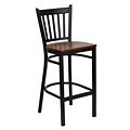 Flash Furniture HERCULES Black Vertical Back Metal Restaurant Bar Stools W/Wood Seat (XUDG6R6BVRTCHYW)