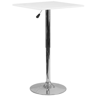 Flash Furniture 23.75 Square Adjustable-Height White Wood Table (Adjustable 33 to 40.5) (CH1)