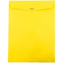 JAM Paper 10 x 13 Open End Catalog Colored Envelopes with Clasp Closure, Yellow Recycled, 10/Pac