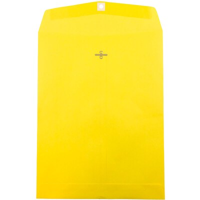 JAM Paper 10"" x 13"" Open End Catalog Colored Envelopes with Clasp Closure, Yellow Recycled, 10/Pack (900906710B)