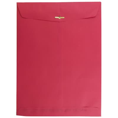 JAM Paper Clasp Catalog Envelopes, 9 x 12, Brite Hue Red, 100/Pack (7781)
