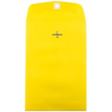 JAM Paper® 6 x 9 Open End Catalog Colored Envelopes with Clasp Closure, Yellow Recycled, 25/Pack (87