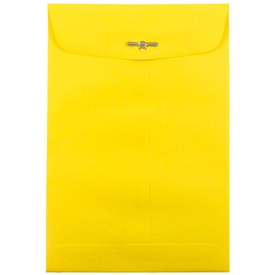 JAM Paper® 6 x 9 Open End Catalog Colored Envelopes with Clasp Closure, Yellow Recycled, 25/Pack (87