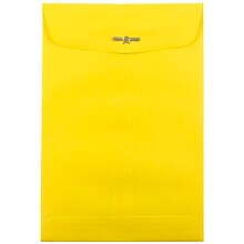 JAM Paper® 6 x 9 Open End Catalog Colored Envelopes with Clasp Closure, Yellow Recycled, 25/Pack (87