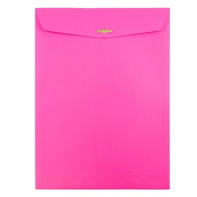 JAM Paper 9 x 12 Open End Catalog Colored Envelopes with Clasp Closure, Ultra Fuchsia Pink, 10/Pac