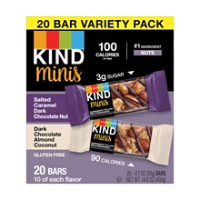 KIND Minis Bars, Salted Caramel Dark Chocolate Nut/Dark Chocolate Almond Coconut, 0.7 Oz., 20/Pack (