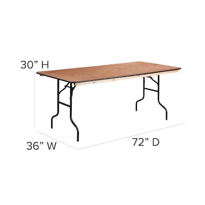 Flash Furniture Fielder Folding Table, 72" x 36", Natural (XA3672P)