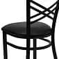 Flash Furniture Hercules Traditional Vinyl & Metal X-Back Restaurant Dining Chair, Black (XU6FOBXBKBLKV)