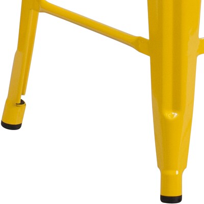 Flash Furniture Kai Industrial Galvanized Steel Counter Stool without Back, Yellow (CH3132024YL)