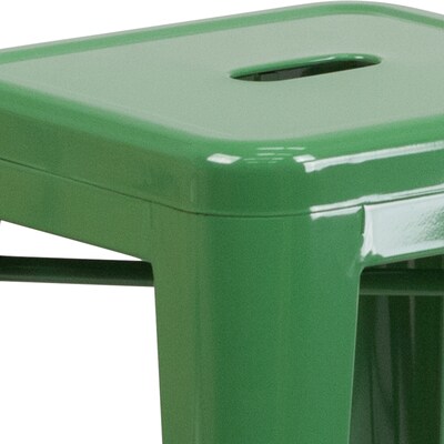 Flash Furniture Kai Industrial Metal Counter Stool without Back, Green (CH3132024GN)
