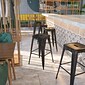 Flash Furniture Kai Industrial Metal Bar Stool without Back, Black-Antique Gold (CH3132030BQ)