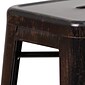 Flash Furniture Kai Industrial Metal Bar Stool without Back, Black-Antique Gold (CH3132030BQ)