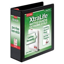 Cardinal XtraLife ClearVue 3 3-Ring Non-View Binders, D-Ring, Black (26331)